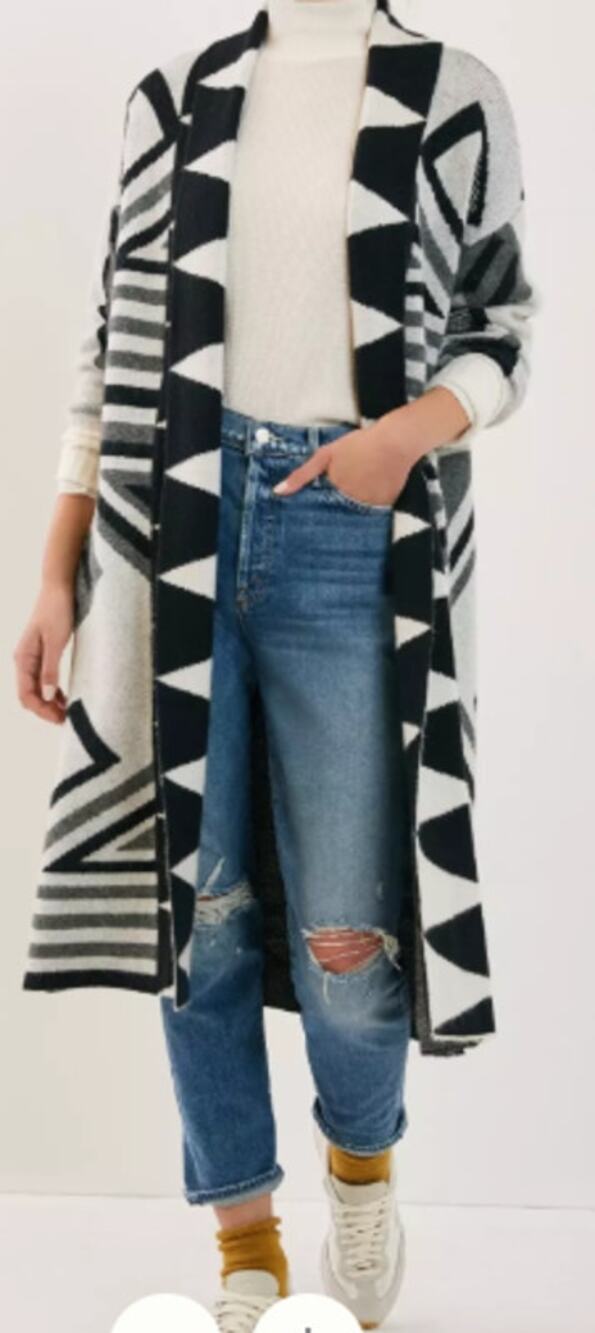Anthropologie Geometric Knit Duster Sweater One Size